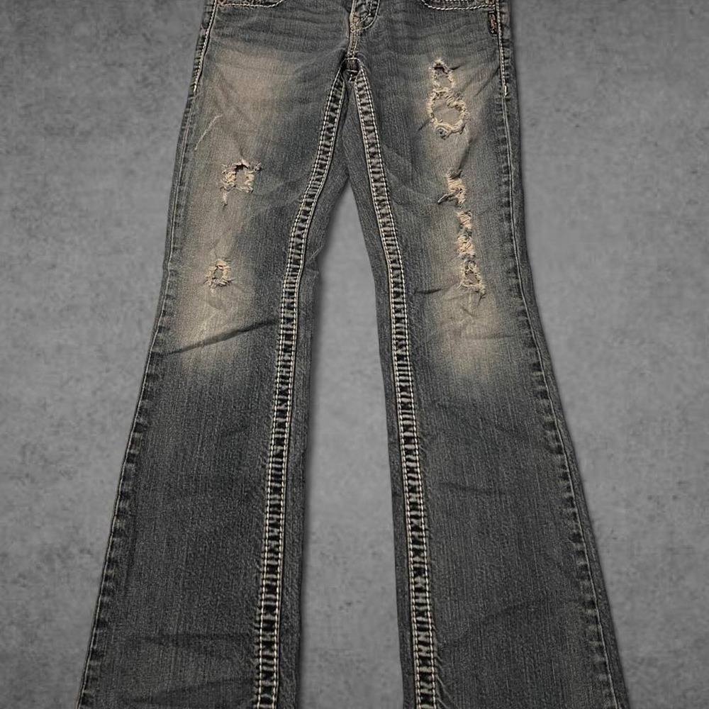 Silver Jeans Berkeley Surplus Bootcut Distressed Y2K Denim Blue Womens 27x28
